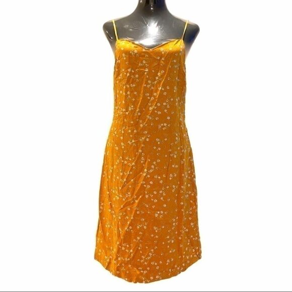 ICHI Floral Yellow Dress Sz 42 Cottagecore Spring Slip Dress - Picture 1 of 11